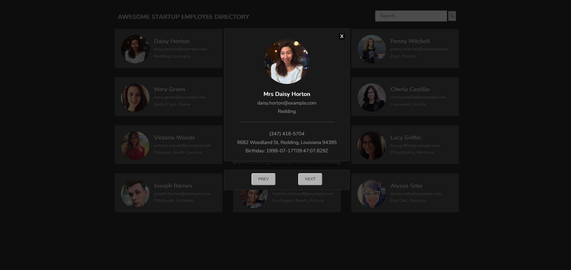 Public API Requests and Modals Screenshot