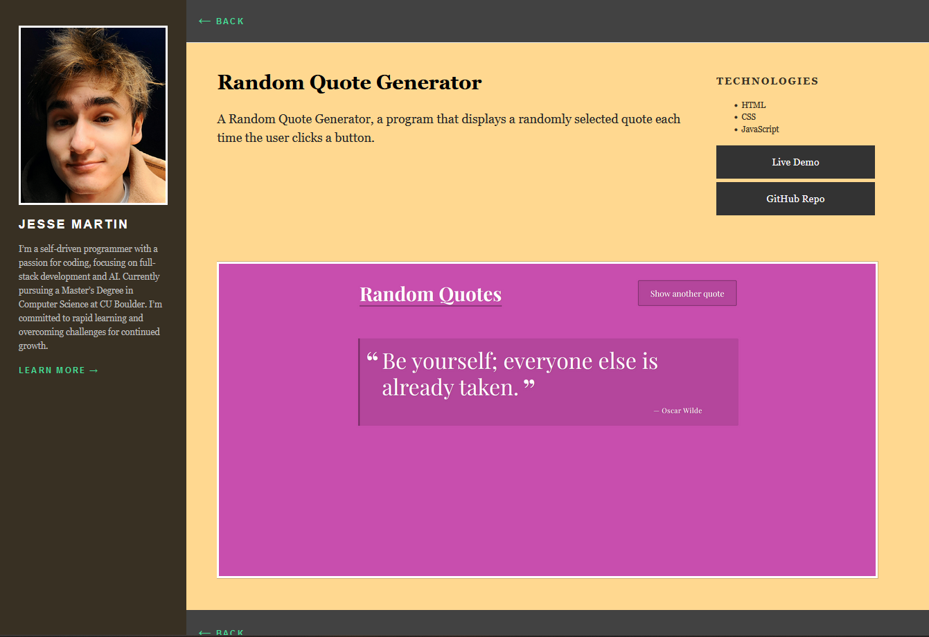 Static Node.js and Express Site Screenshot